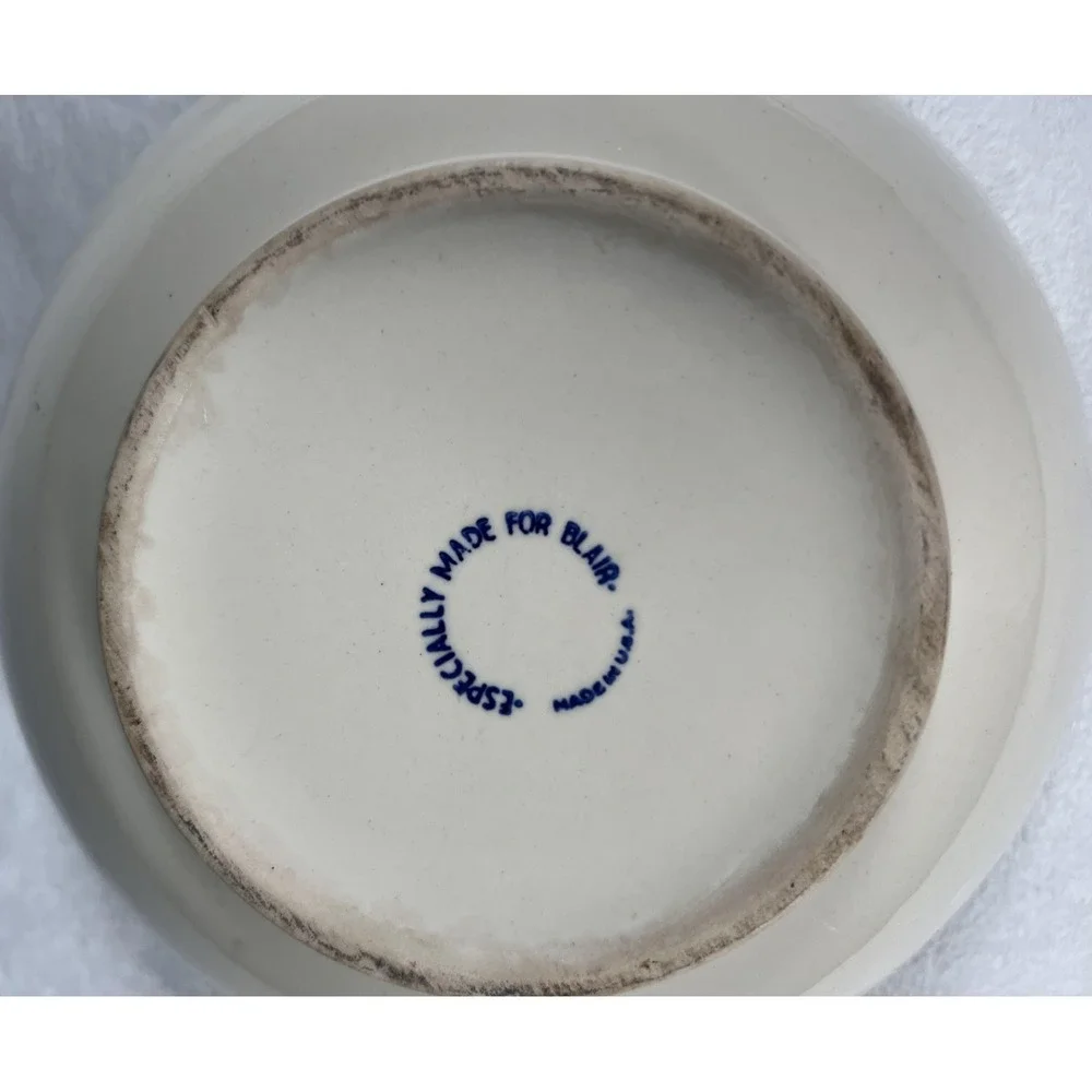 Blair Blue Thistle Stoneware‎ Mixing Serving Bowl Made in USA Cobalt Large